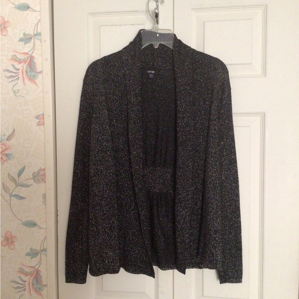NWOT Apt. 9 Black Metallic Open Front Cardigan